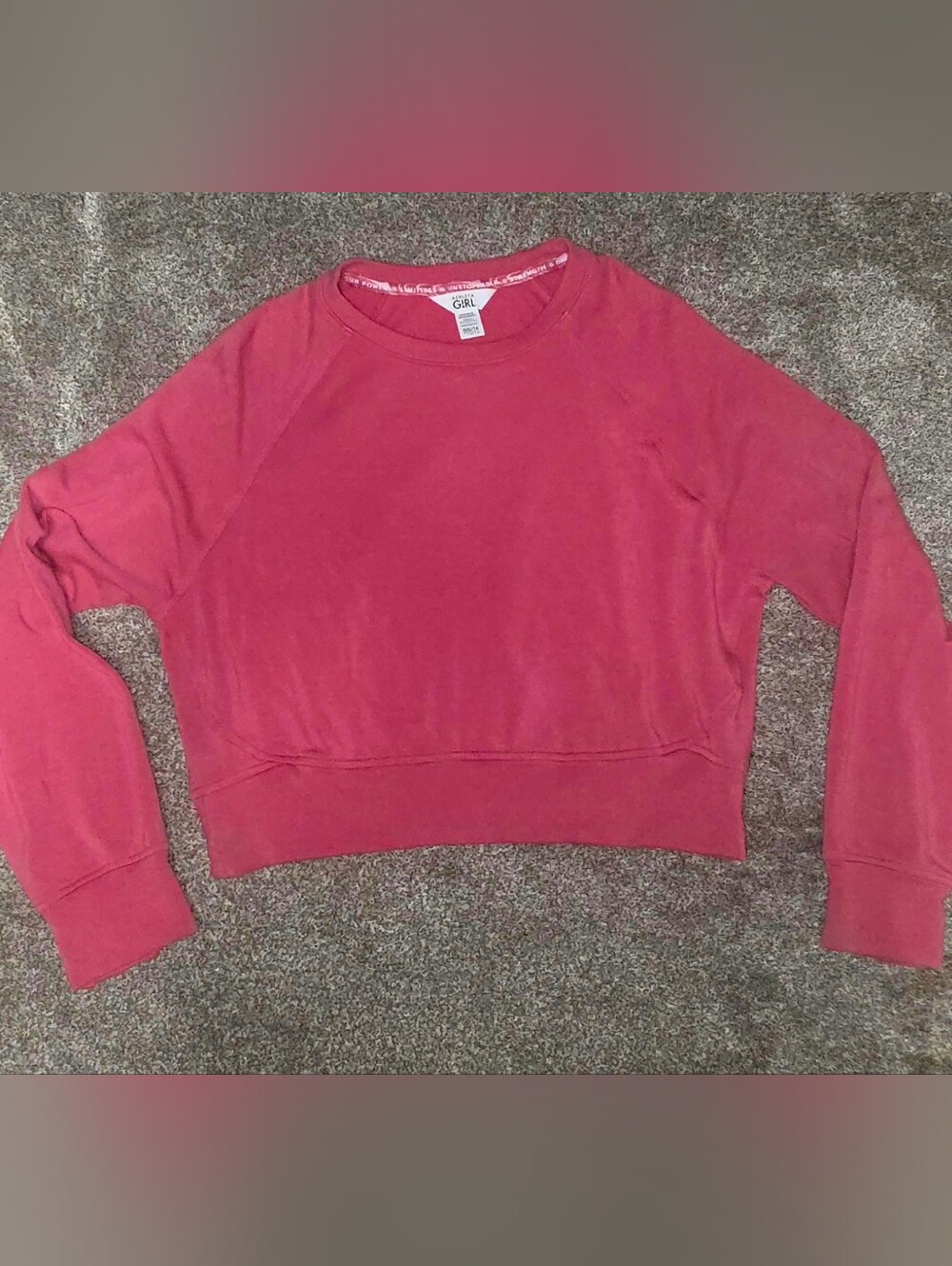 Athletica Cropped Long-Sleeve Pullover Sweatshirt - Pink